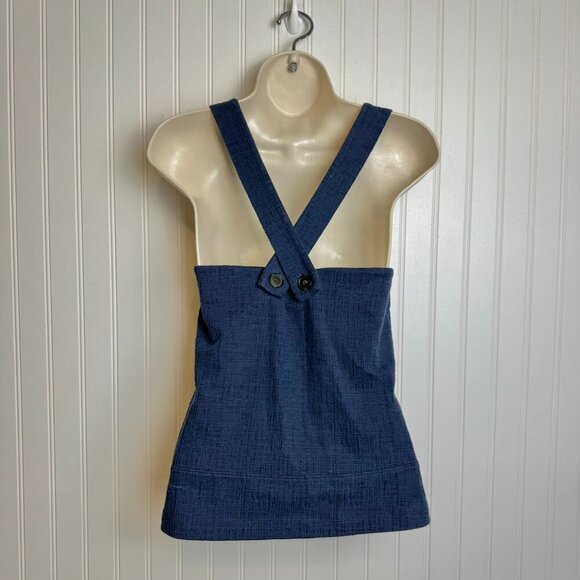 Madewell Navy Textured Cross Back Tank Top N41 - Picture 3 of 5